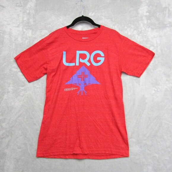 Men's Red Heather LRG 20 Stack Logo Graphic Tee T-Shirt Small Short Sleeve - Picture 1 of 8
